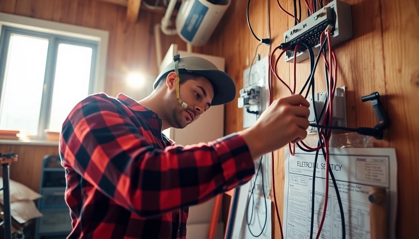 Skilled electrician providing electrical services vancouver with professionalism in a bright setting.
