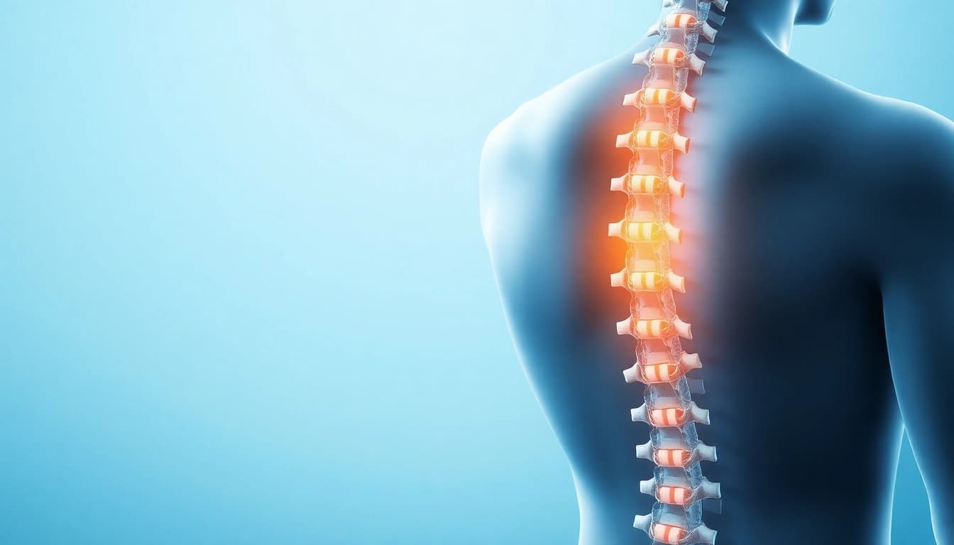 Illustration highlighting back pain causes in the human spine to educate on health