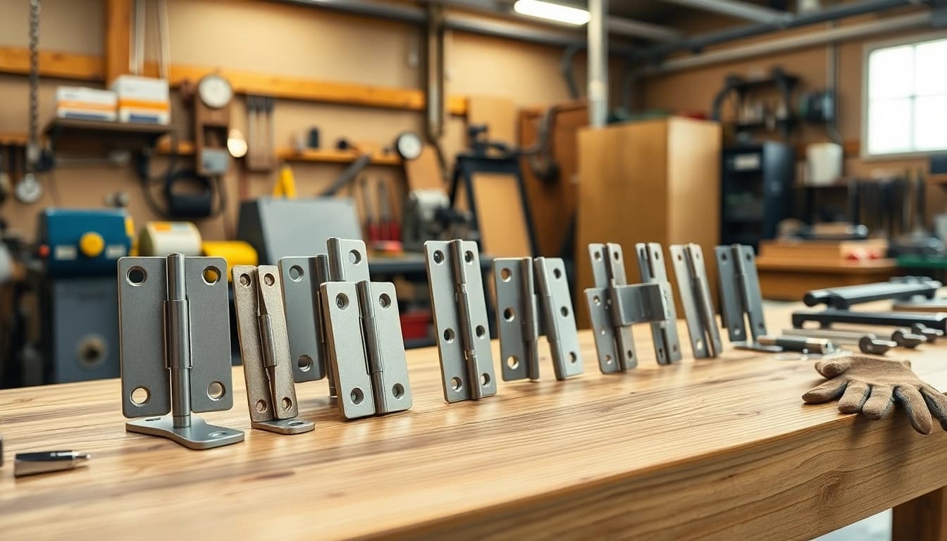 High-quality door hinges by a skilled Door Hinges Manufacturer showcased in a professional workshop setting.