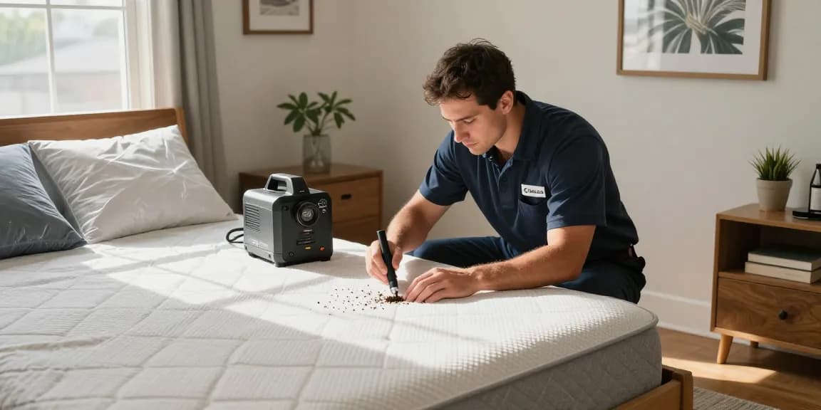 Effective bed bug heat treatment in a cozy Milwaukee bedroom by professionals.