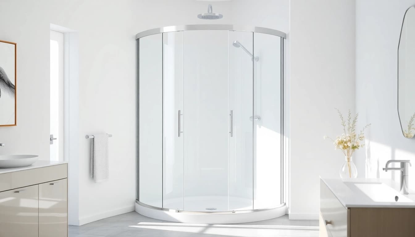 Duschkabine 80x80 in eleganter Badezimmerumgebung mit modernem Design.