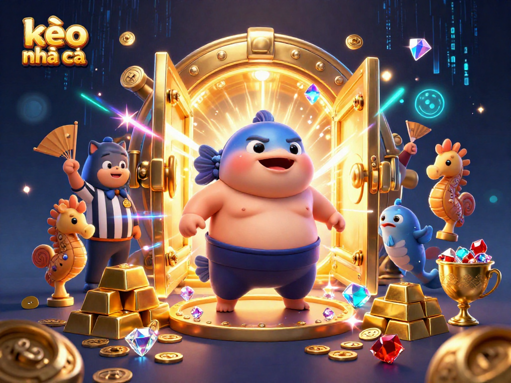 Engage with the vibrant underwater world of kèo nhà cái featuring animated fugu and catfish amid treasure.