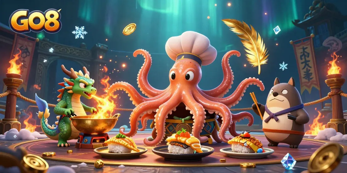 Experience the thrill of casino gaming at GO8 with an exciting illustrated scene of vibrant characters and dynamic elements.