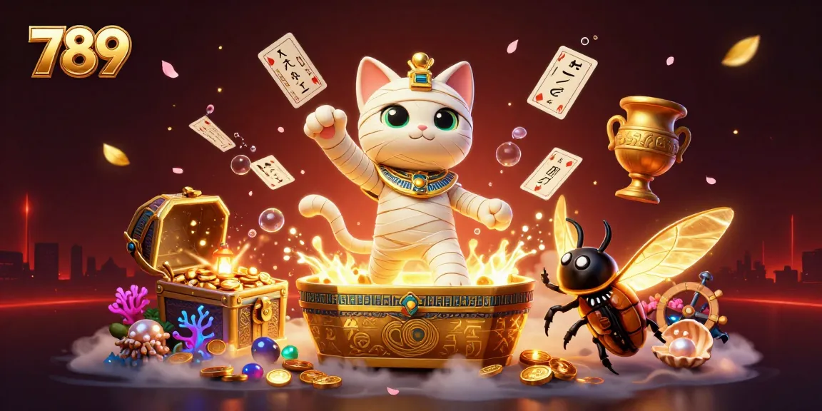 Experience thrilling gameplay at 789 with a vibrant 3D casino scene of Egyptian characters.