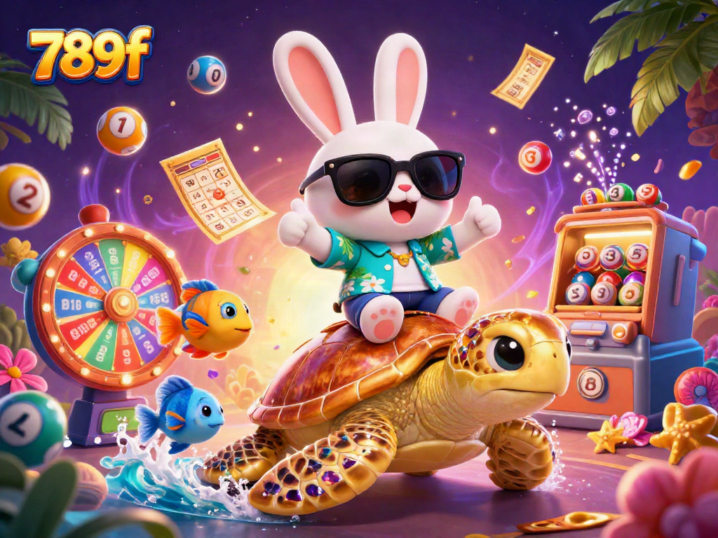 Engage with 789f's thrilling lottery adventure featuring a lucky rabbit and golden sea turtle.