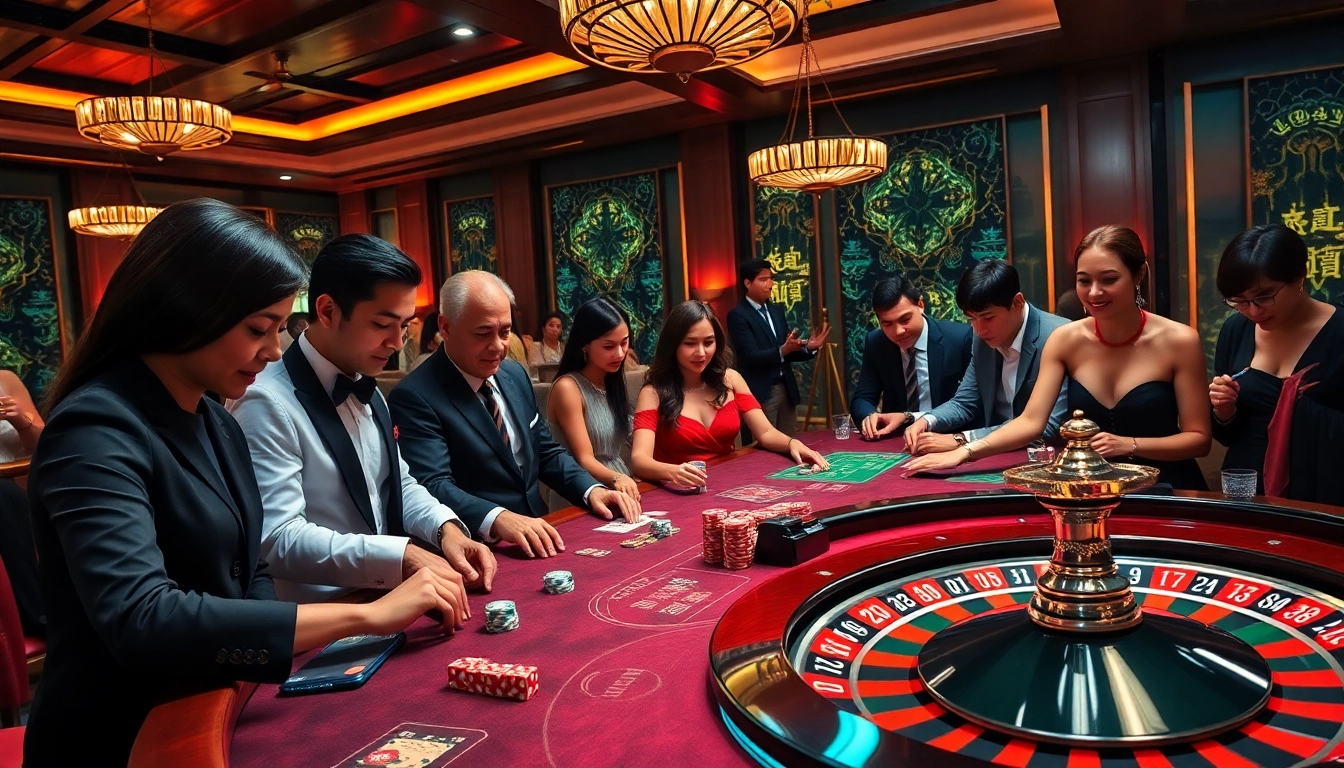 Engaging players at WW88 enjoy roulette and poker, embodying excitement and luxury in gambling.