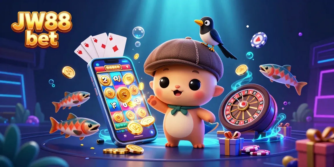 Experience thrilling gameplay with JW88 bet in a vibrant 3D casino atmosphere, featuring delightful characters and gaming elements.
