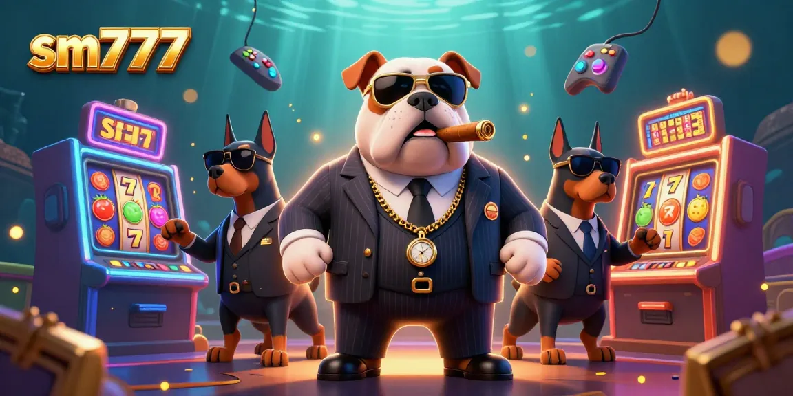 Play slots at sm777 with a mafia boss bulldog and his two Doberman bodyguards.