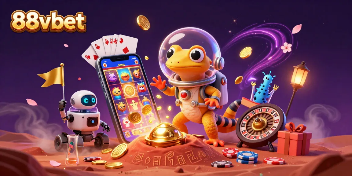 Experience thrilling gameplay with 88vbet's vibrant Martian casino adventure illustration showcasing dynamic slots.