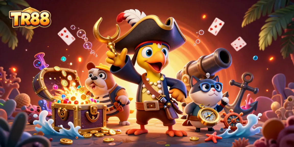 Experience the thrill of TR88's online casino with a lively and colorful 3D pirate adventure!