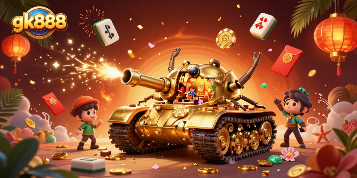 Experience excitement with gk888's immersive casino-themed 3D illustration featuring vibrant game elements.