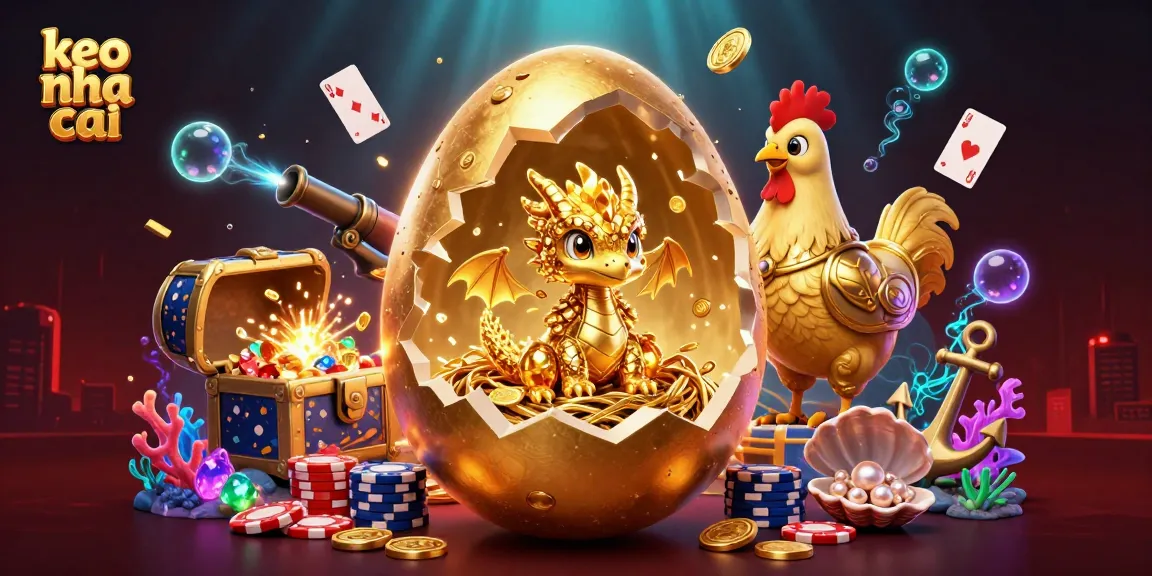 Engage with keo nha cai through a vibrant 3D illustration of a golden dragon and poker chips.